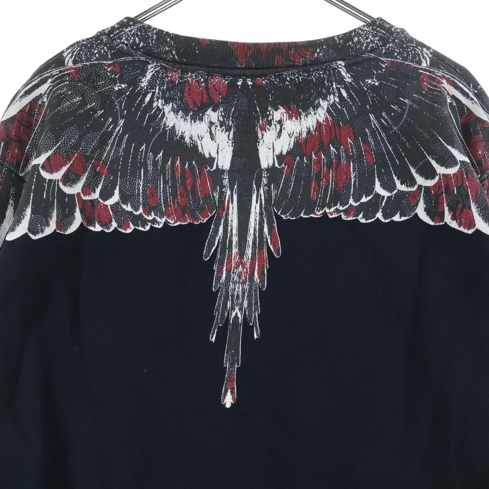 MARCELO BURLON(マルセロバーロン) ウイング両面プリントデザイン プルオーバークルーネックスウェット ブラック CMBA009E19630008