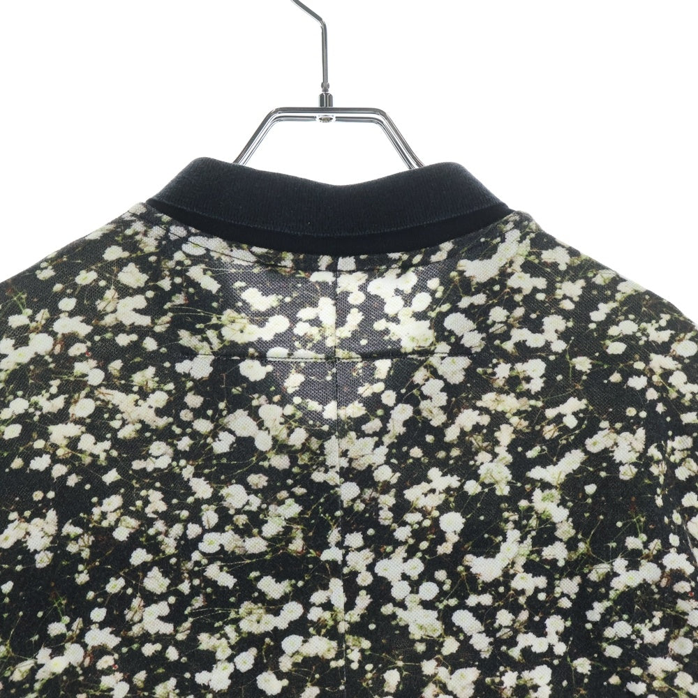 GIVENCHY(ジバンシィ) 15SS カスミ草 総柄プリントデザイン サイドスリット シャツカラー半袖ポロシャツ ホワイト/ブラック 15J 7332 685