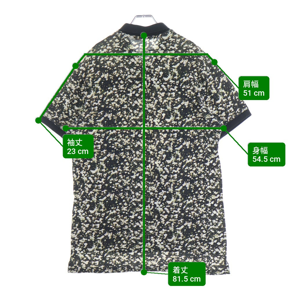 GIVENCHY(ジバンシィ) 15SS カスミ草 総柄プリントデザイン サイドスリット シャツカラー半袖ポロシャツ ホワイト/ブラック 15J 7332 685