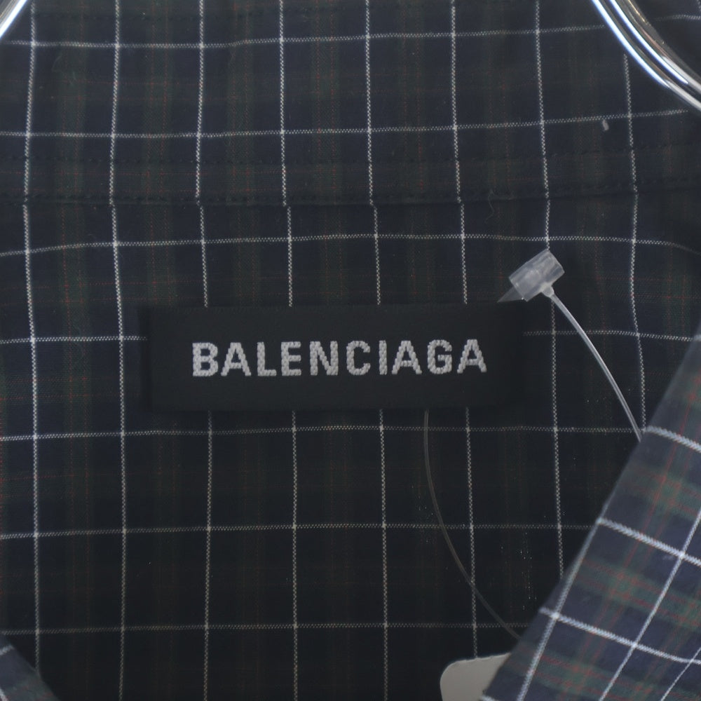 BALENCIAGA(バレンシアガ) 18AW HOTLINE NUMBERING SHIRT ホットライン ナンバリング ボタンダウンシャツカラー ボタンアップ コットン長袖シャツ ブラック 542175 TCM02