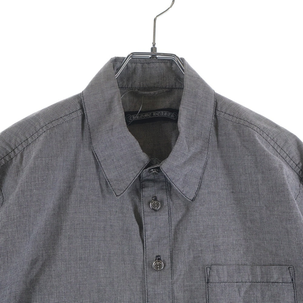 CHROME HEARTS(クロムハーツ) LOOSEENDS ルーズエンド クロスパッチ フローラルボタン 千鳥格子柄 長袖チェックシャツ グレー 2211-304-4887
