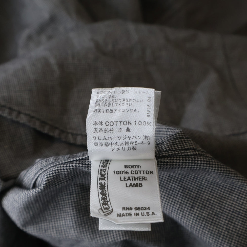 CHROME HEARTS(クロムハーツ) LOOSEENDS ルーズエンド クロスパッチ フローラルボタン 千鳥格子柄 長袖チェックシャツ グレー 2211-304-4887