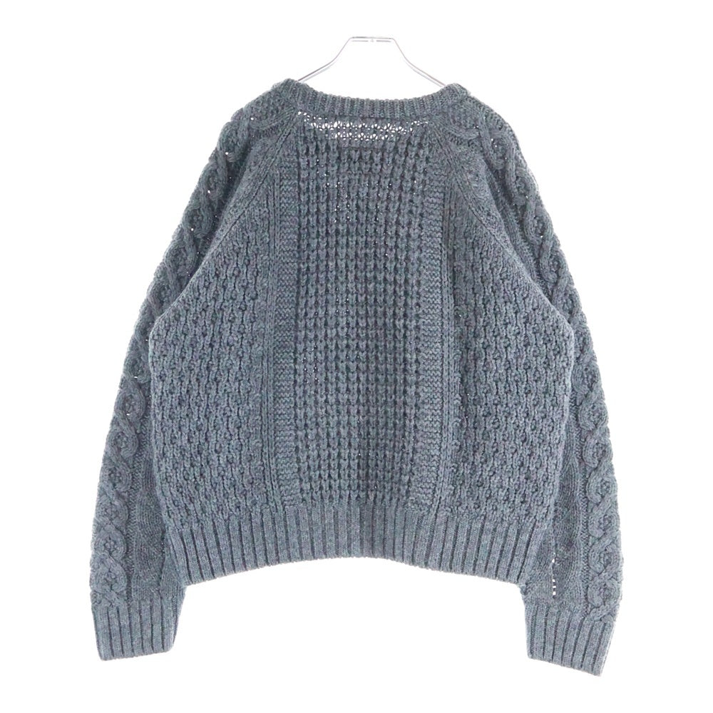 R.H.VINTAGE(ロンハーマンヴィンテージ) 25AW ミックスケーブル クルーネック ウールニット プルオーバー グレー 4210800086