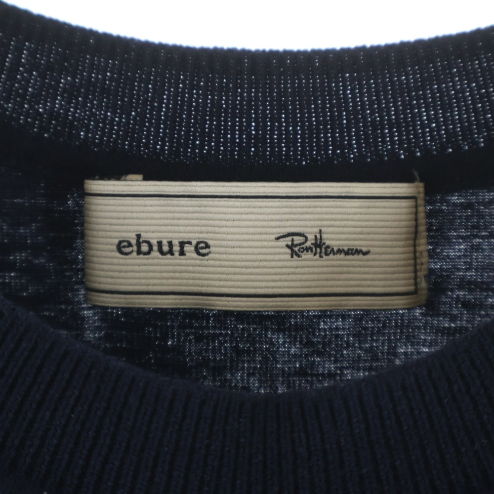 RON HERMAN(ロンハーマン) ×EBURE エブール ショート丈 クルーネック半袖Tシャツ カットソー レディース ネイビー 4110900761