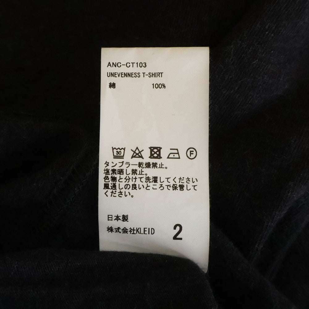 ANCELLM(アンセルム) UNEVENNESS T-SHIRT アンイーブンネス 半袖Tシャツ カットソー ブラック ANC-CT103