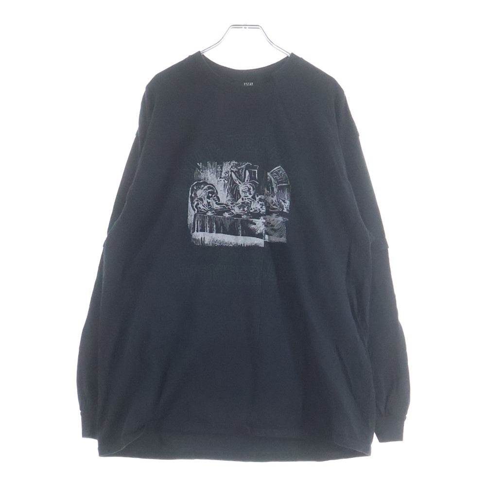 ESSAY(エッセイ) 24AW CUT UP LONG LAYER T-SHIRT カットアップ ロングレイヤー長袖Tシャツ カットソー ブラック ES19TS-03