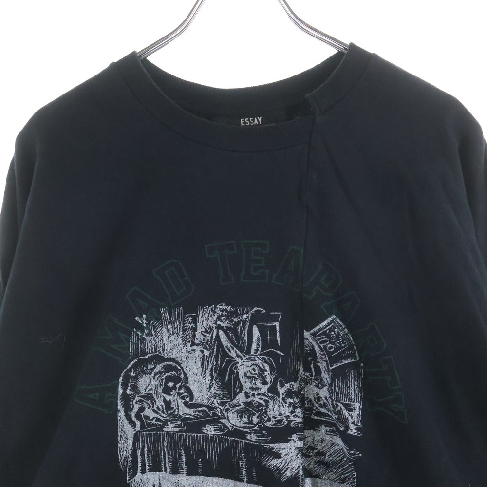 ESSAY(エッセイ) 24AW CUT UP LONG LAYER T-SHIRT カットアップ ロングレイヤー長袖Tシャツ カットソー ブラック ES19TS-03