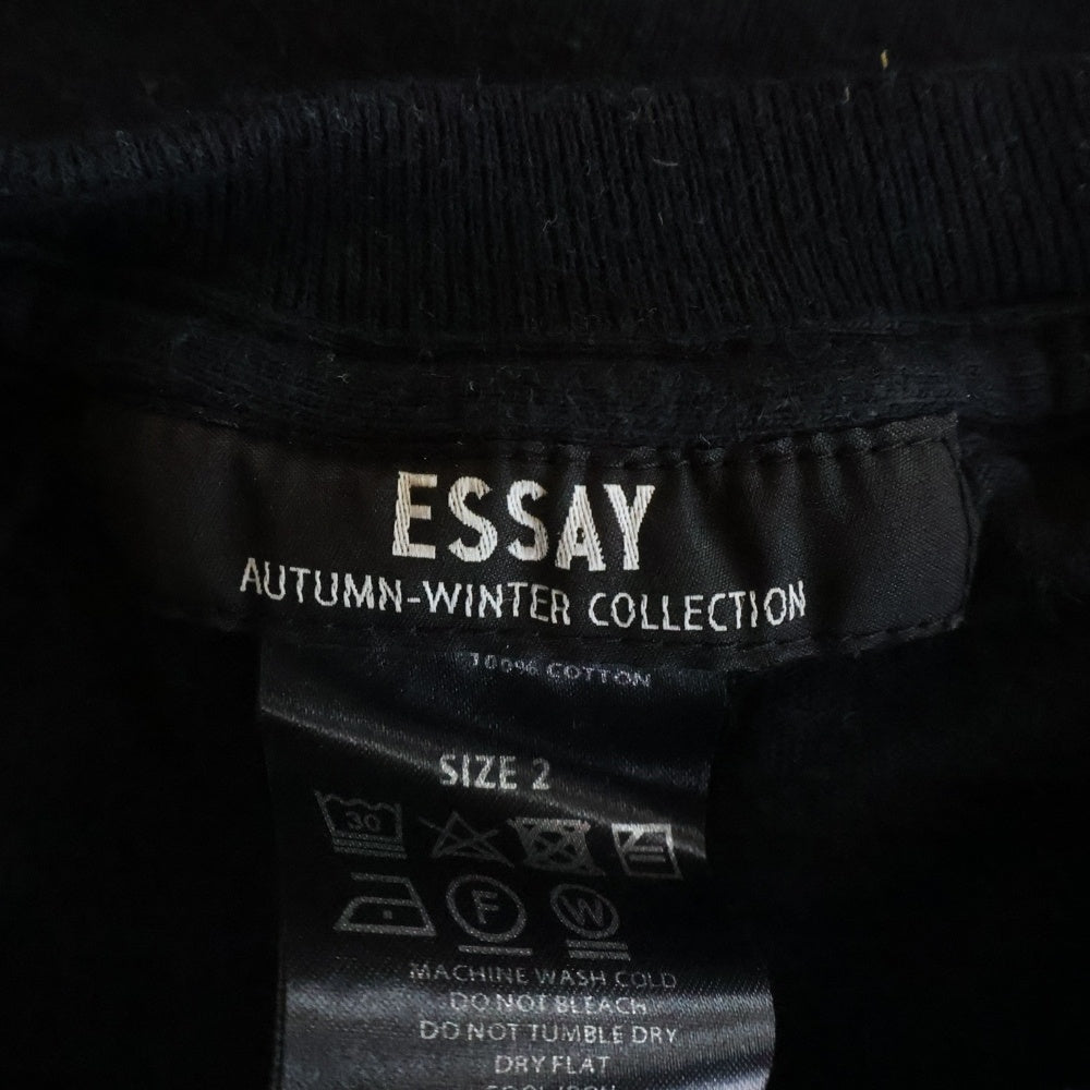 ESSAY(エッセイ) 24AW CUT UP LONG LAYER T-SHIRT カットアップ ロングレイヤー長袖Tシャツ カットソー ブラック ES19TS-03