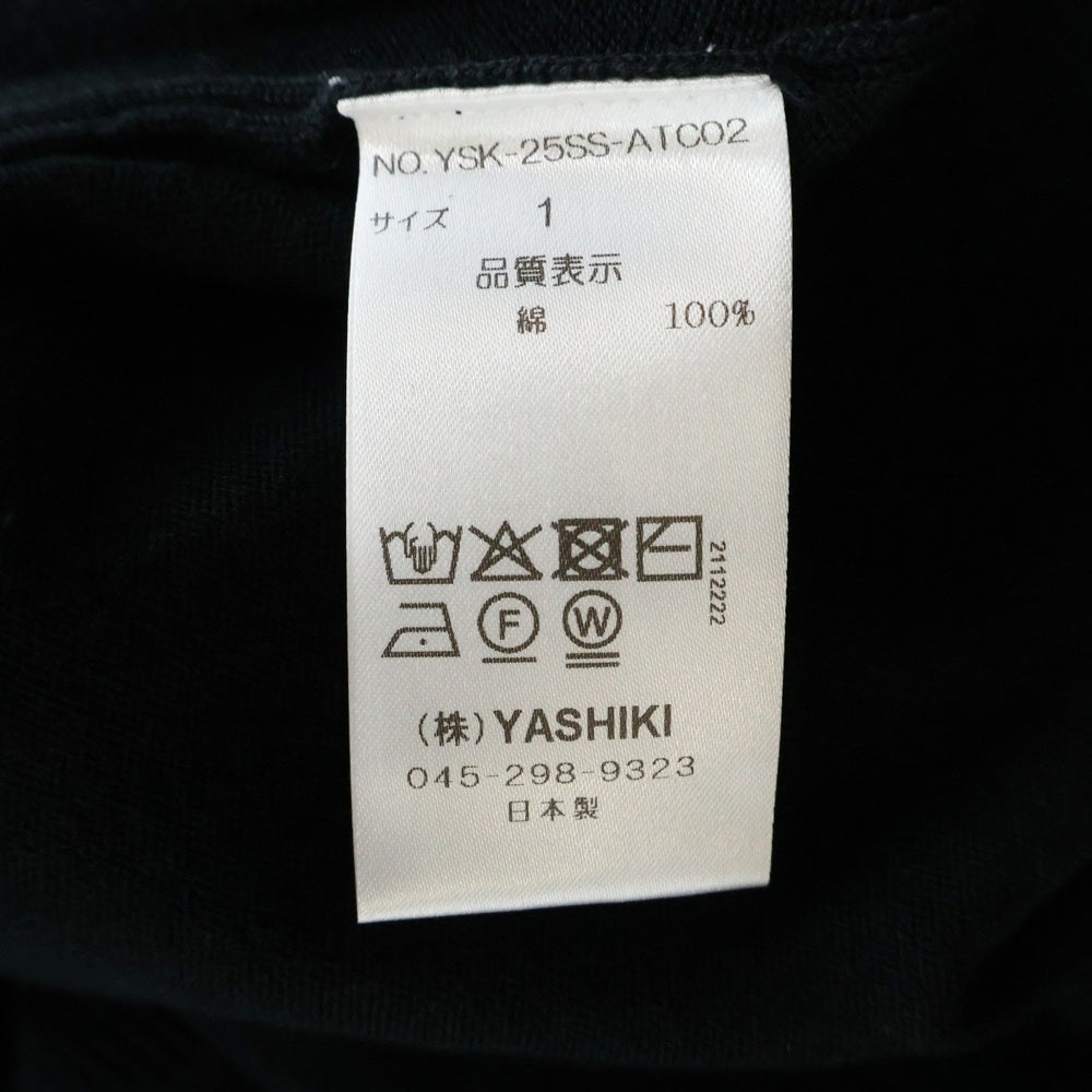 YASHIKI(ヤシキ) ハーフジップ コットン オーバーサイズ 半袖ポロシャツ ブラック YSK-25SS-ATC02