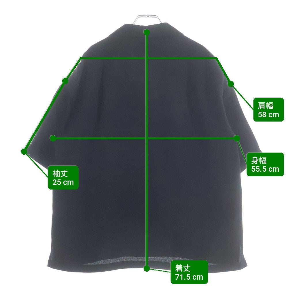 NO BRAND(ノーブランド) CITY シティ JQD OPEN COLLAR SHIRT オープンカラー 半袖シャツ ブラック 101302005