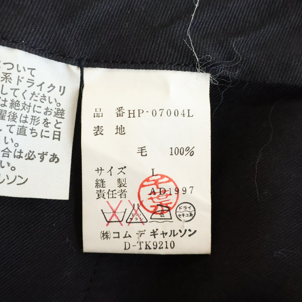 COMME des GARCONS HOMME(コムデギャルソンオム) 90s TAPERED PANTS 田中オム期 金タグ ワイド ストレート ジップアップ ウール テーパード パンツ ブラック HP-07004L