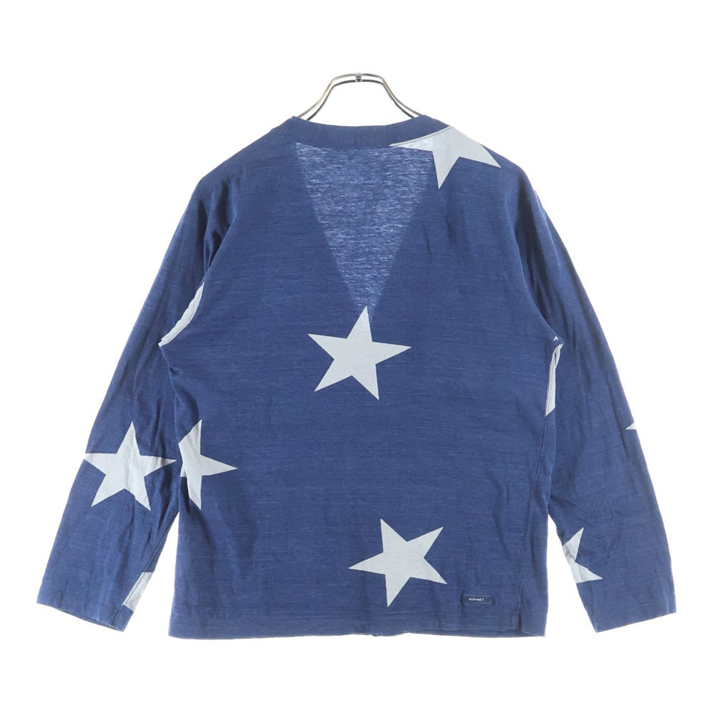 SOPHNET.(ソフネット) 星柄 ボタン コットン ニット カーディガン- インディゴ SOPH-150047