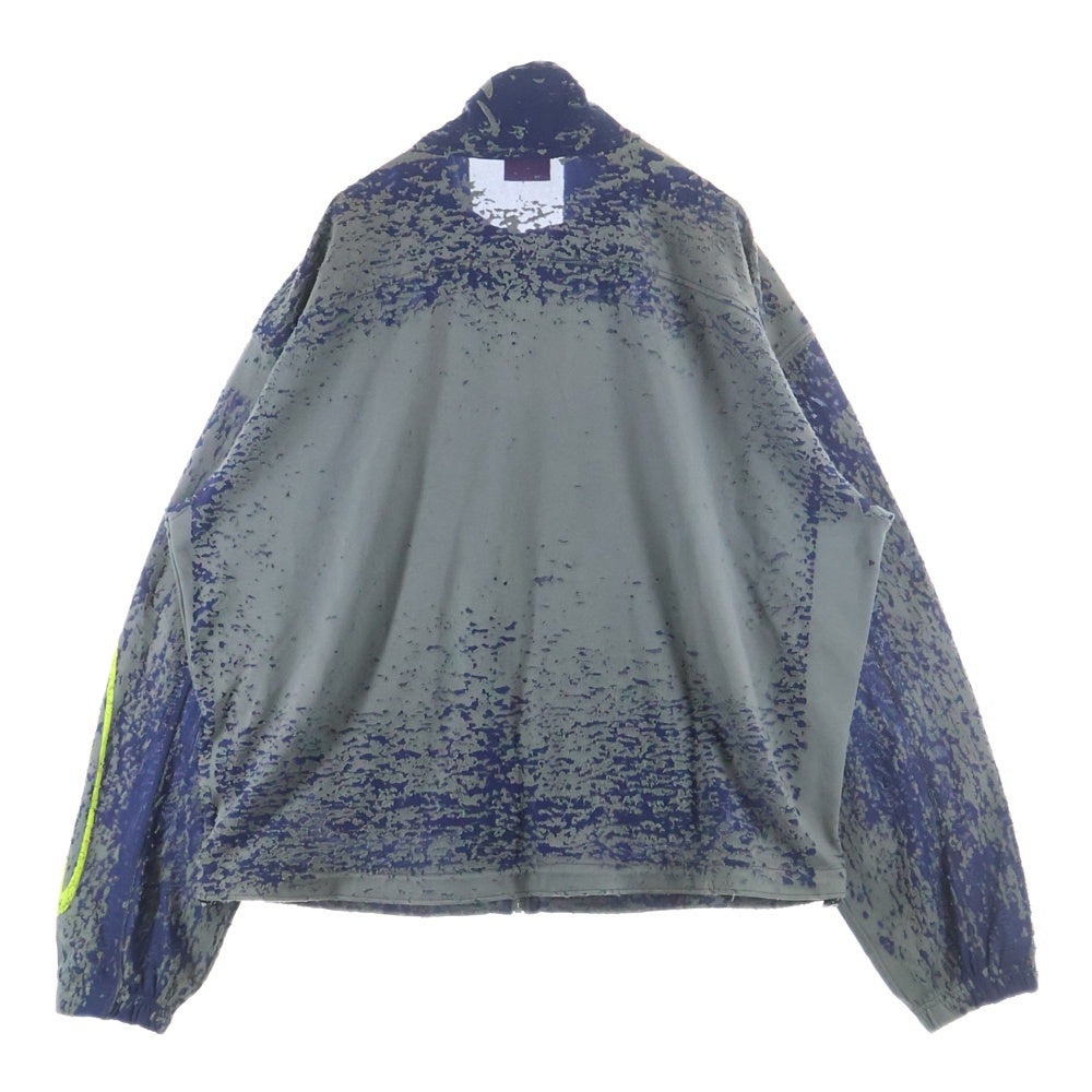DIESEL(ディーゼル) S-ALUTE-LZ ウォッシュ加工 ドローコード付き ロゴプリント ジップアップ スウェットジャケット チャコール/ネイビー A12199