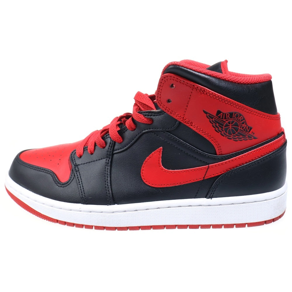 NIKE(ナイキ) AIR JORDAN 1 MID BRED TOE エアジョーダン 1 ブレッド トゥ レザーミッドカットスニーカー ブラック/レッド US9.5/27.5cm DQ8426-060