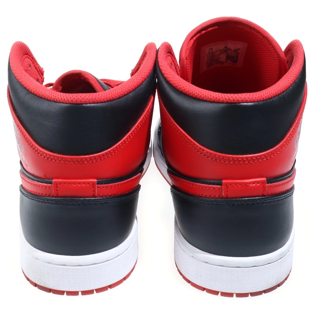NIKE(ナイキ) AIR JORDAN 1 MID BRED TOE エアジョーダン 1 ブレッド トゥ レザーミッドカットスニーカー ブラック/レッド US9.5/27.5cm DQ8426-060