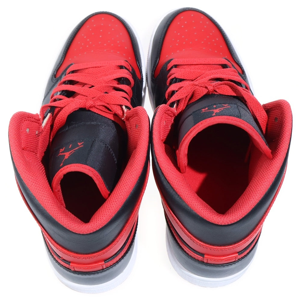 NIKE(ナイキ) AIR JORDAN 1 MID BRED TOE エアジョーダン 1 ブレッド トゥ レザーミッドカットスニーカー ブラック/レッド US9.5/27.5cm DQ8426-060