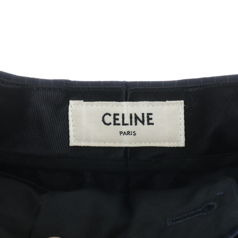 CELINE(セリーヌ) マルチポケット ジップアップ ストライプ柄 スラックスパンツ ネイビー 2P718503R
