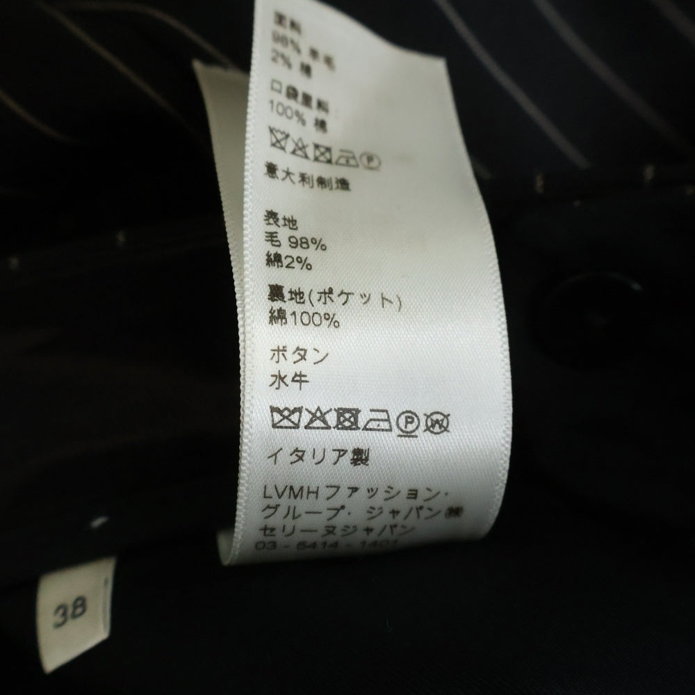 CELINE(セリーヌ) 21SS マルチポケット ジップアップ ストライプ柄 スラックスパンツ ブラック 2P519240M