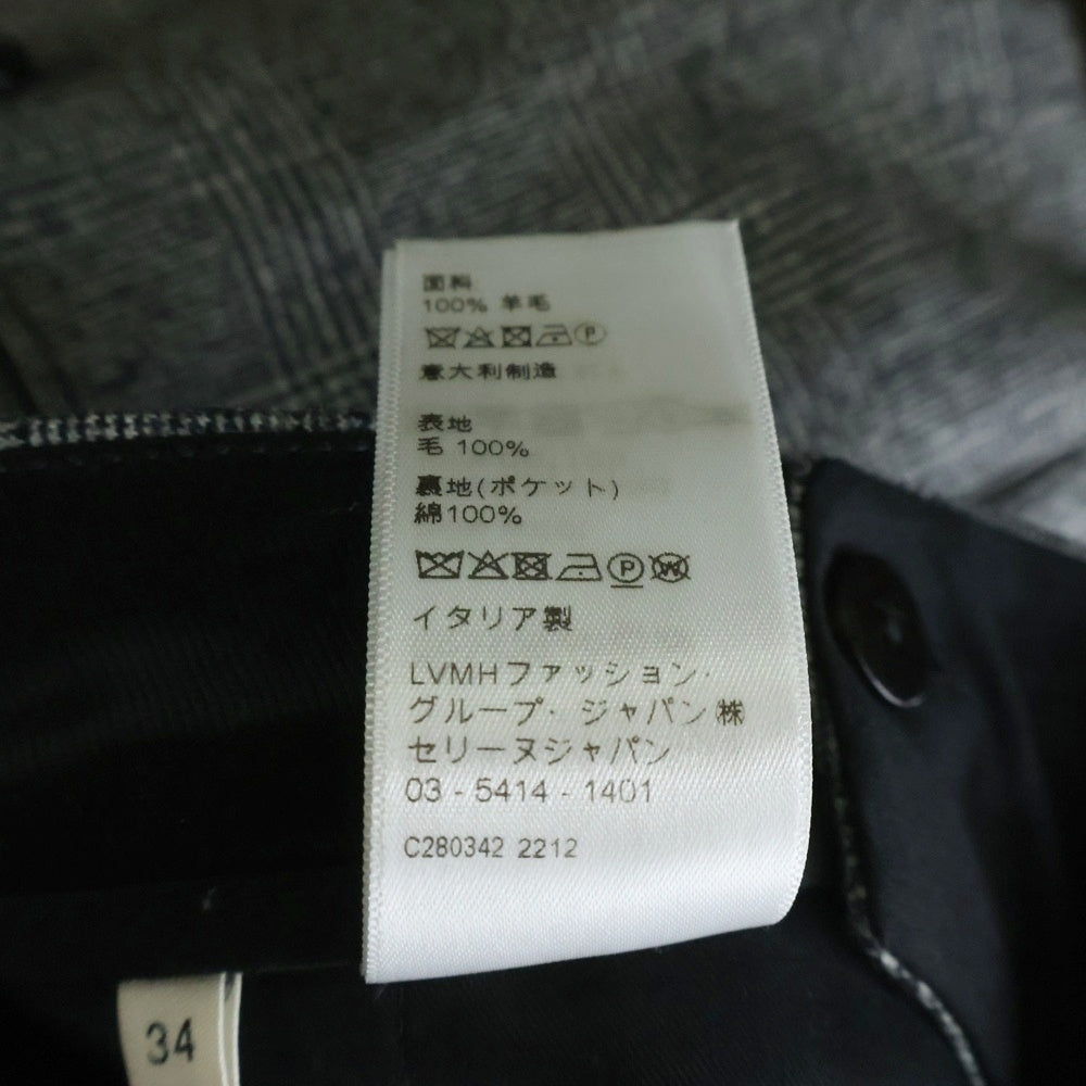 CELINE(セリーヌ) マルチポケット 2タック ジップアップ チェック柄 スラックスパンツ グレー 2P6667590