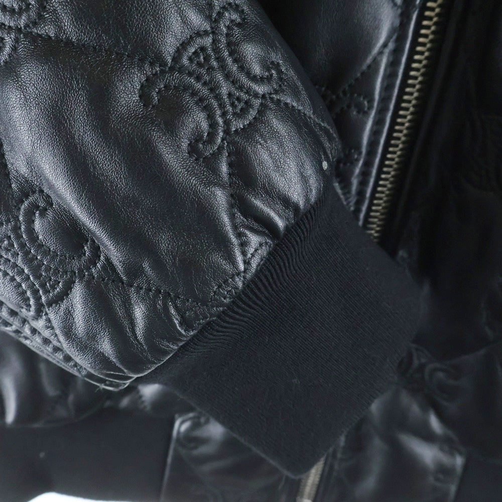 CELINE(セリーヌ) TRIOMPHE LEATHER BOMBER JACKET トリオンフ レザー ジップアップ ボンバージャケット ブラック 2EI62583C.38NO