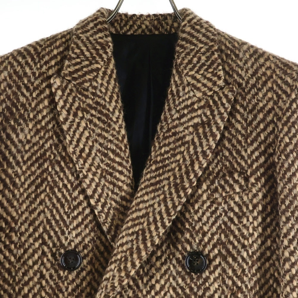 CELINE(セリーヌ) 21AW ダブルポケット ピークドラペル ヘリンボーン ロングコート ブラウン 2M654044P