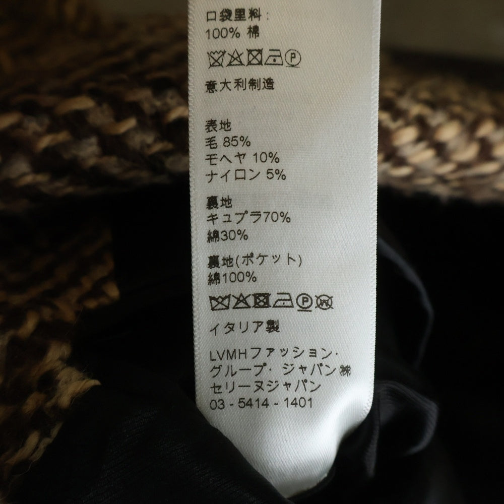 CELINE(セリーヌ) 21AW ダブルポケット ピークドラペル ヘリンボーン ロングコート ブラウン 2M654044P