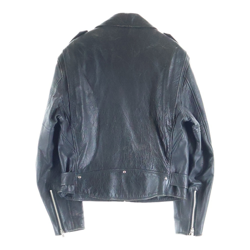 BEAMS(ビームス) 90-00S ×LEATHER WORKS VINTAGE レザーワークス ヴィンテージ レザー ダブルライダースジャケット ブラック