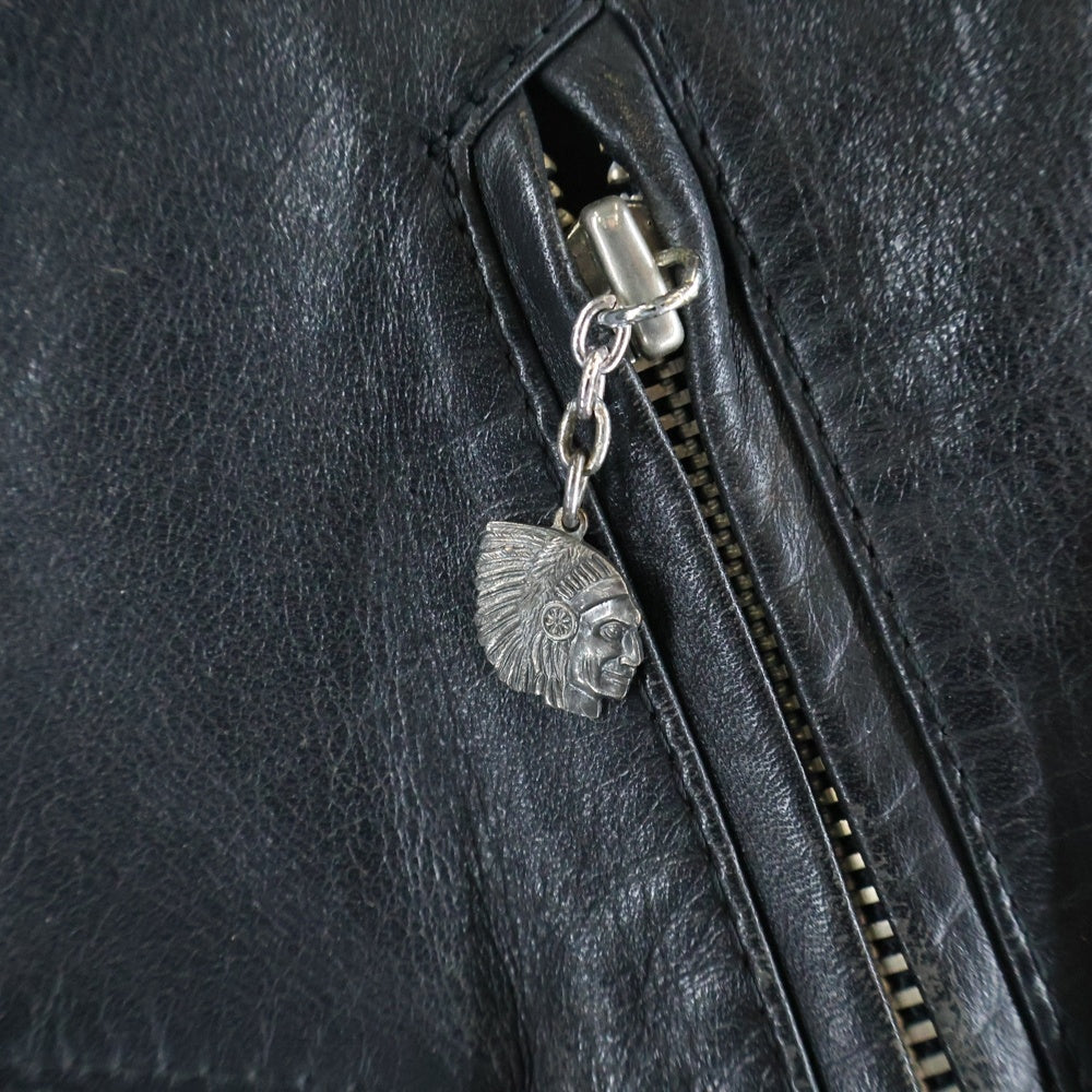 BEAMS(ビームス) 90-00S ×LEATHER WORKS VINTAGE レザーワークス ヴィンテージ レザー ダブルライダースジャケット ブラック