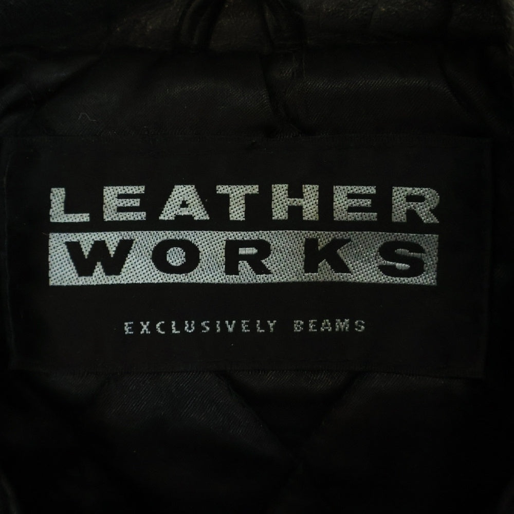 BEAMS(ビームス) 90-00S ×LEATHER WORKS VINTAGE レザーワークス ヴィンテージ レザー ダブルライダースジャケット ブラック