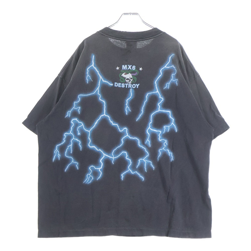 SAINT MICHAEL(セントマイケル) 24AW SS TEE MEDUSA メドゥーサ ヴィンテージ加工プリントTシャツ 半袖クルーネックカットソー ブラック SM-YS1-0000-002