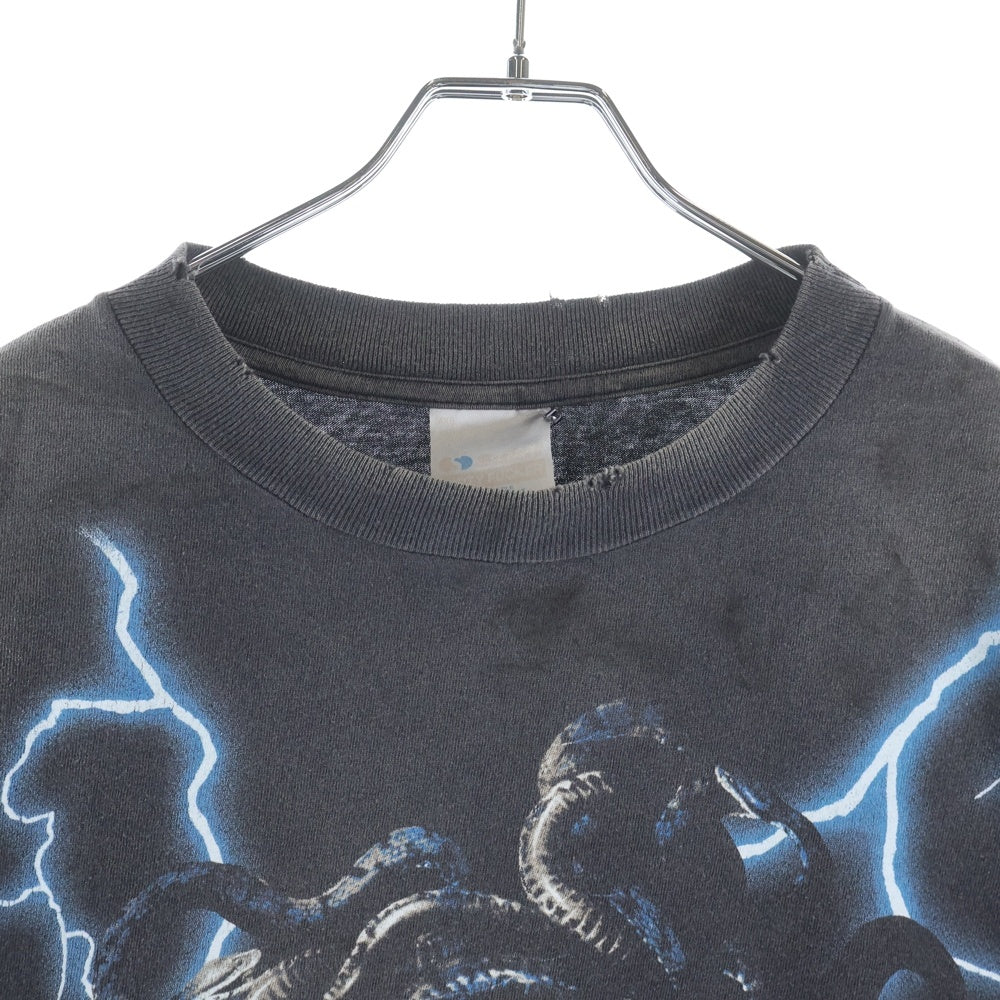 SAINT MICHAEL(セントマイケル) 24AW SS TEE MEDUSA メドゥーサ ヴィンテージ加工プリントTシャツ 半袖クルーネックカットソー ブラック SM-YS1-0000-002