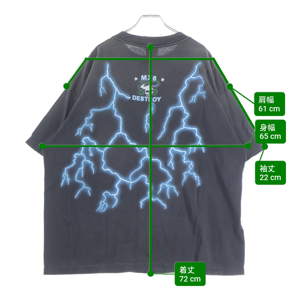 SAINT MICHAEL(セントマイケル) 24AW SS TEE MEDUSA メドゥーサ ヴィンテージ加工プリントTシャツ 半袖クルーネックカットソー ブラック SM-YS1-0000-002