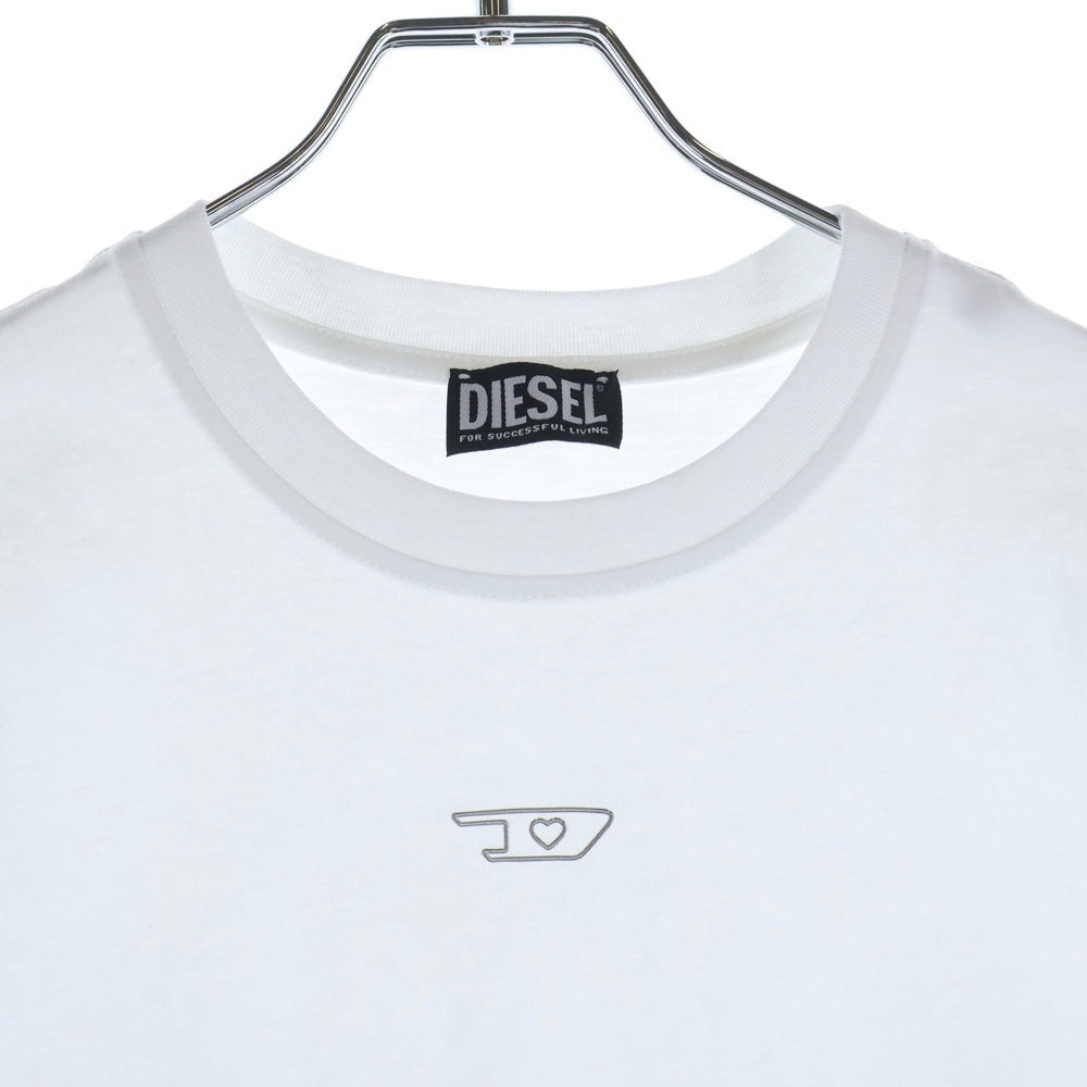 DIESEL(ディーゼル) T REG NEW D-FOIL T-SHIRT ニューDフォイル フロントロゴ クルーネック 半袖Tシャツ カットソーホワイト レディース A14742