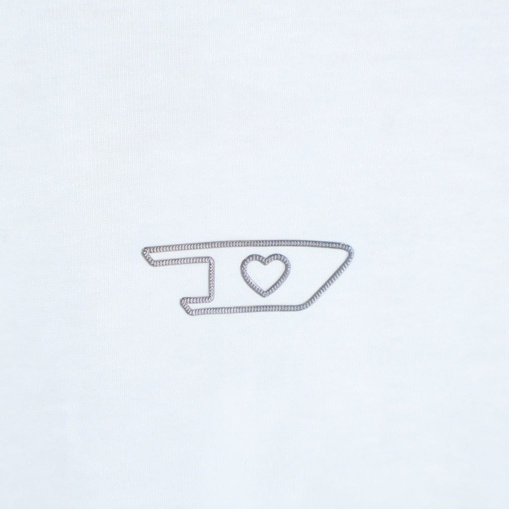 DIESEL(ディーゼル) T REG NEW D-FOIL T-SHIRT ニューDフォイル フロントロゴ クルーネック 半袖Tシャツ カットソーホワイト レディース A14742