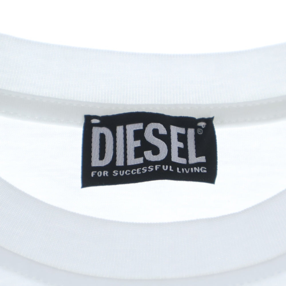 DIESEL(ディーゼル) T REG NEW D-FOIL T-SHIRT ニューDフォイル フロントロゴ クルーネック 半袖Tシャツ カットソーホワイト レディース A14742