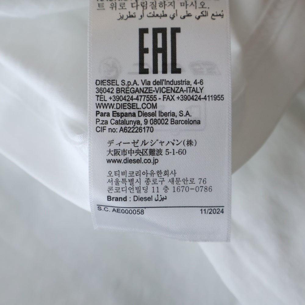 DIESEL(ディーゼル) T REG NEW D-FOIL T-SHIRT ニューDフォイル フロントロゴ クルーネック 半袖Tシャツ カットソーホワイト レディース A14742