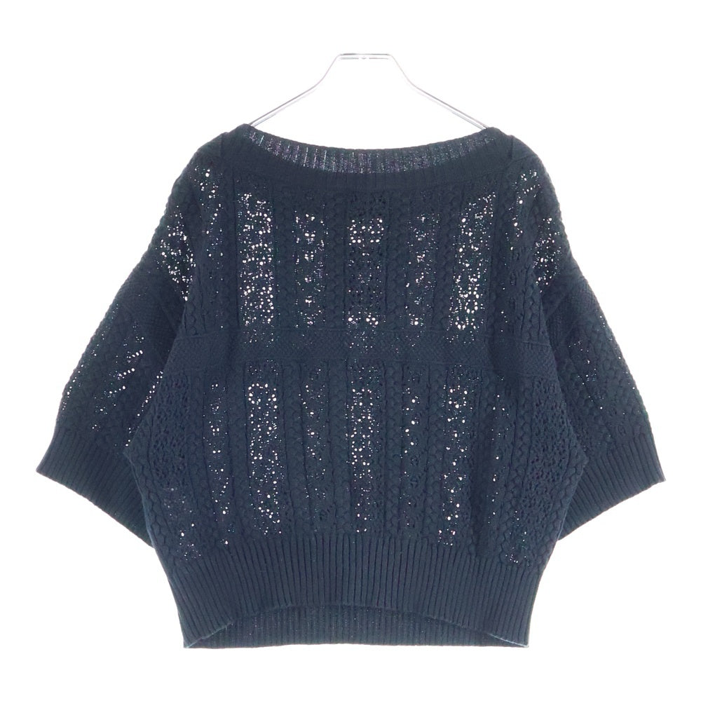 CHANEL(シャネル) ミニプレート ココマーク カギ編み半袖ニット セーター ブラック レディース P76924K11083