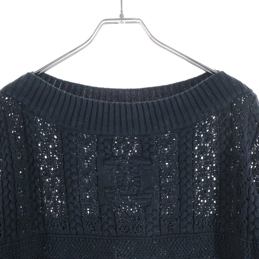 CHANEL(シャネル) ミニプレート ココマーク カギ編み半袖ニット セーター ブラック レディース P76924K11083