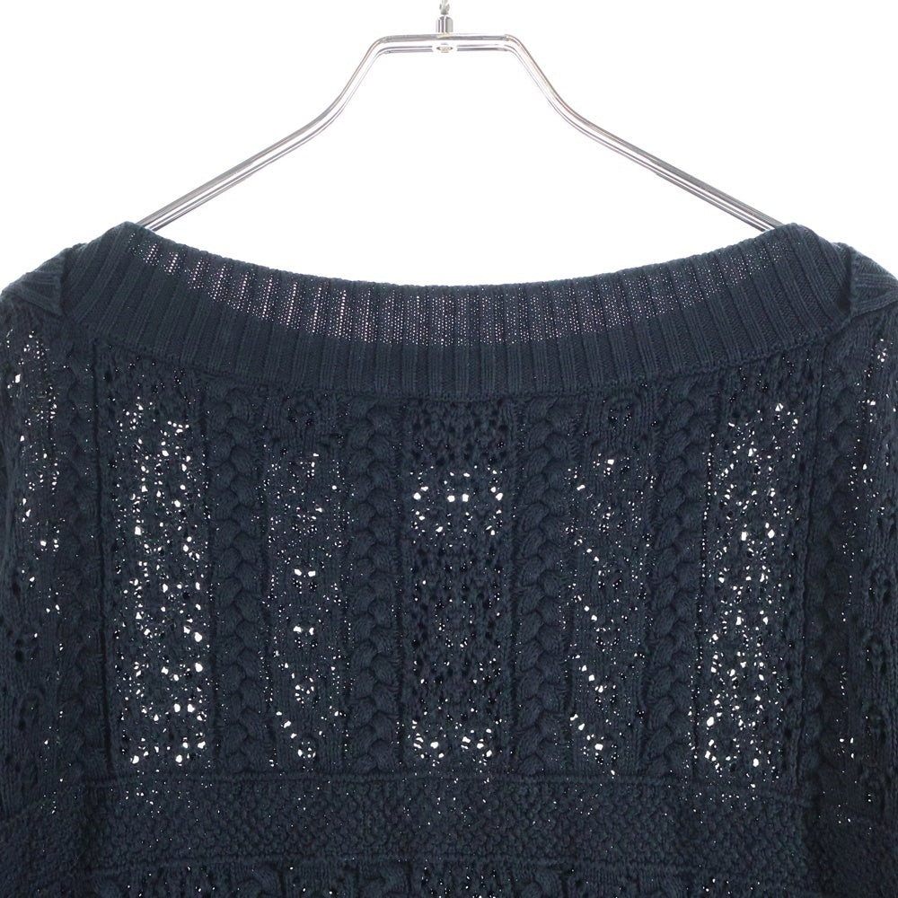 CHANEL(シャネル) ミニプレート ココマーク カギ編み半袖ニット セーター ブラック レディース P76924K11083