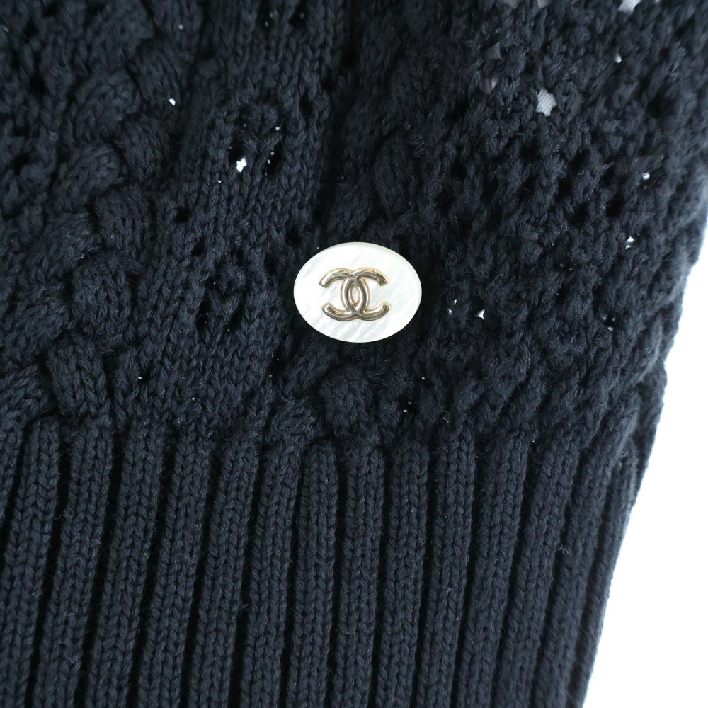 CHANEL(シャネル) ミニプレート ココマーク カギ編み半袖ニット セーター ブラック レディース P76924K11083