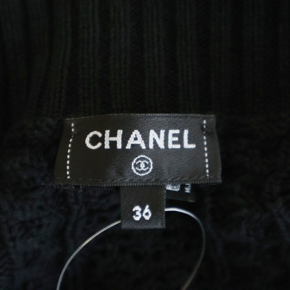 CHANEL(シャネル) ミニプレート ココマーク カギ編み半袖ニット セーター ブラック レディース P76924K11083