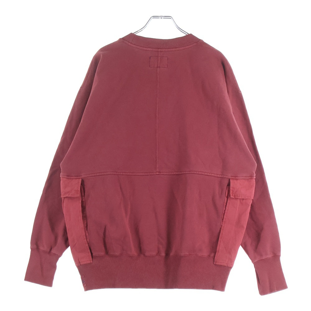 THE NORTH FACE PURPLE LABEL(ノースフェイスパープルレーベル) 11OZ CREWNECK SWEATSHIRT SAX イレブンオンス ナイロン切り替え クルーネック スウェット トレーナー レッド N25SH009