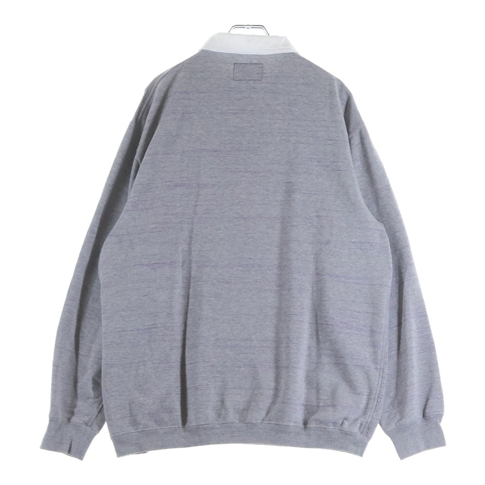 THE NORTH FACE PURPLE LABEL(ノースフェイスパープルレーベル) RUGBY SWEATSHIRT エンブロイダリーロゴデザイン ラグビー長袖シャツ グレー NT6308N