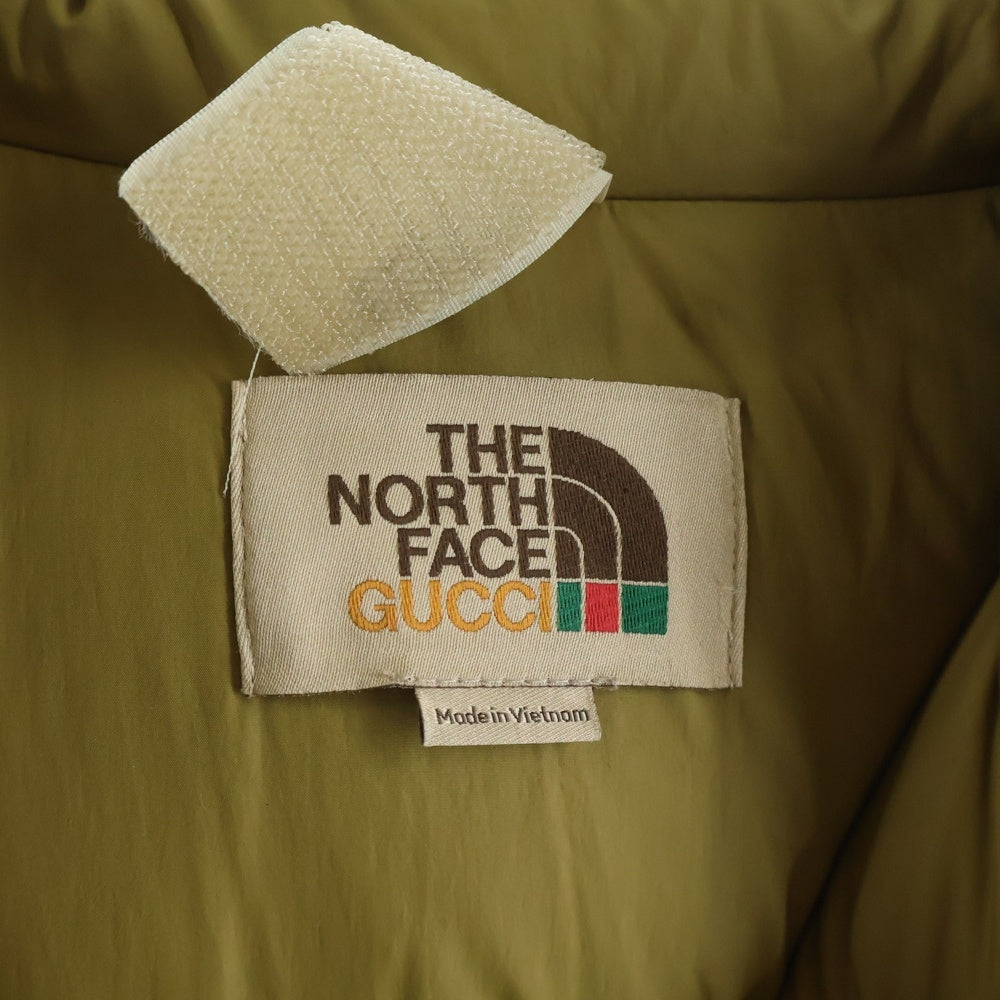 GUCCI(グッチ) 21AW ×THE NORTH FACE MOUNTAIN GUIDE DOWN JACKET ザノースフェイス マウンテン ガイド フーデッドダウンジャケット グリーン/レッド 663758 XLX45