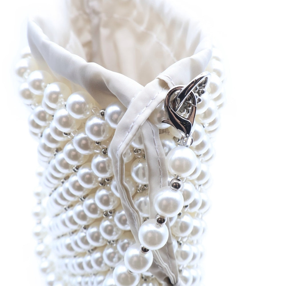 NO BRAND(ノーブランド) TSURU by MARIKO OIKAWA ツルバイマリコオイカワ パール装飾 ハンドバッグ レディース ホワイト シルバー金具