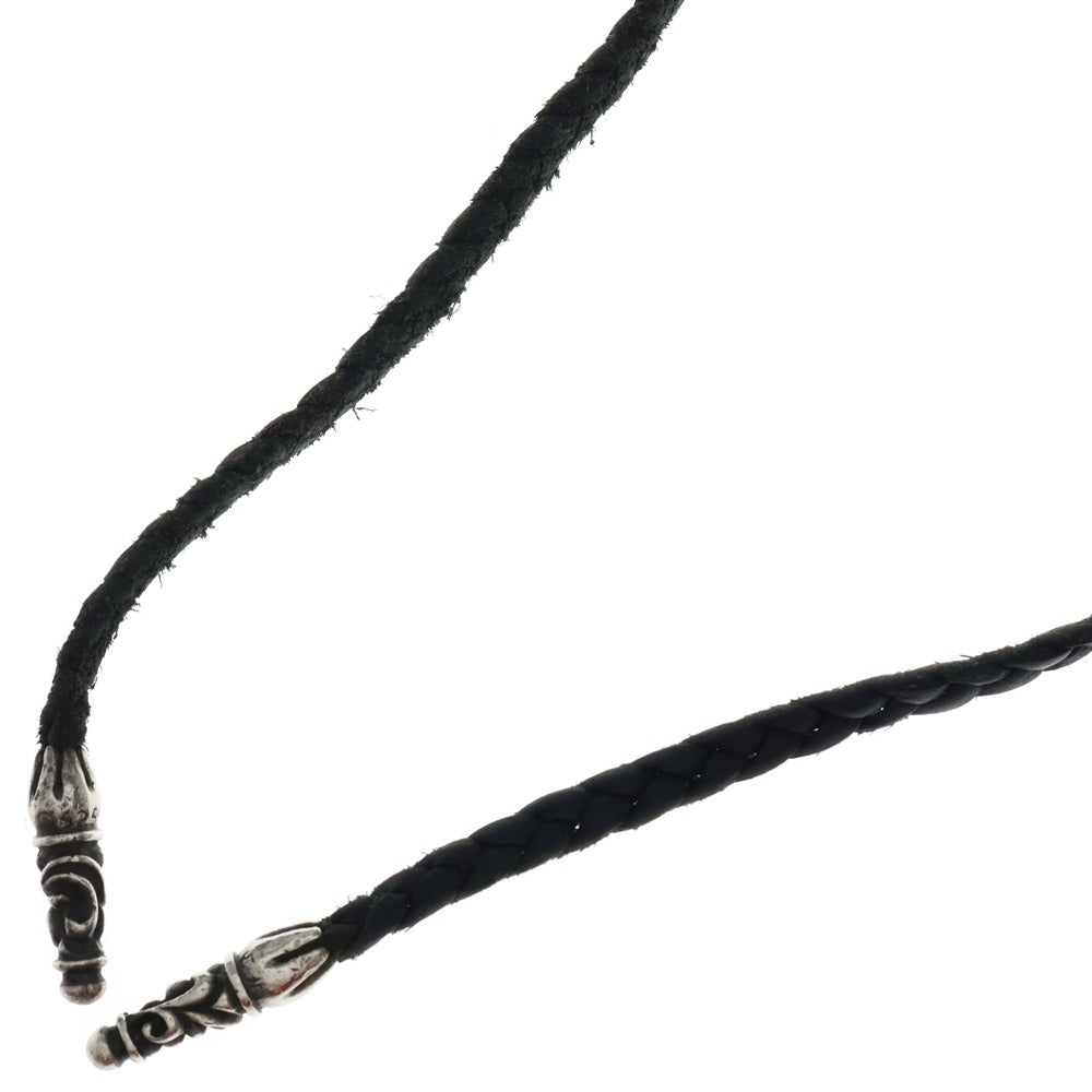 CHROME HEARTS(クロムハーツ) LEATHER BRAID SCROLL ネックレス レザーブレイドネックレス ブラック/シルバー BCA377