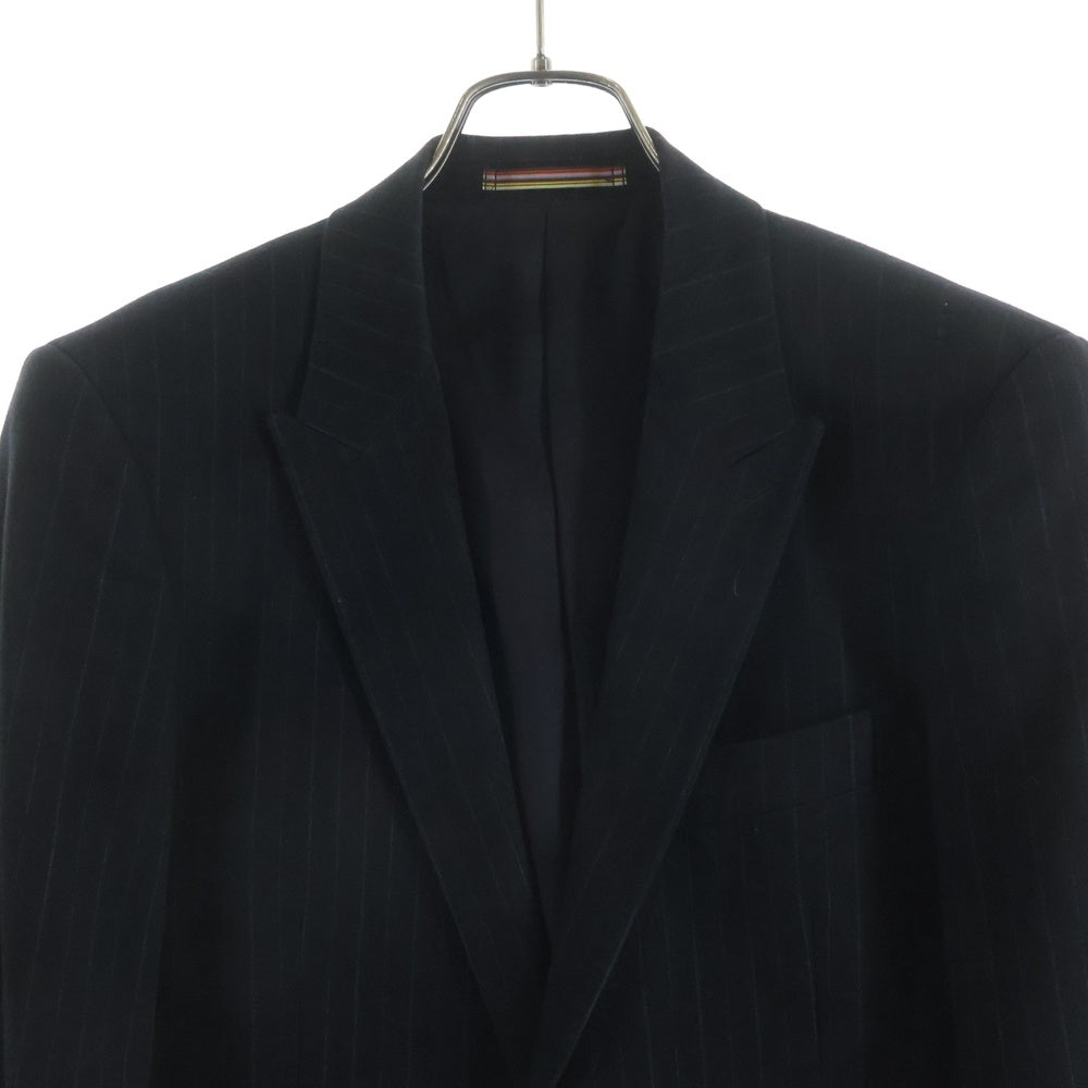 PS Paul Smith(ピーエスバイポールスミス) ピークドラペル 1B ストライプ シングルテーラードジャケット ブラック PP-SL-62856