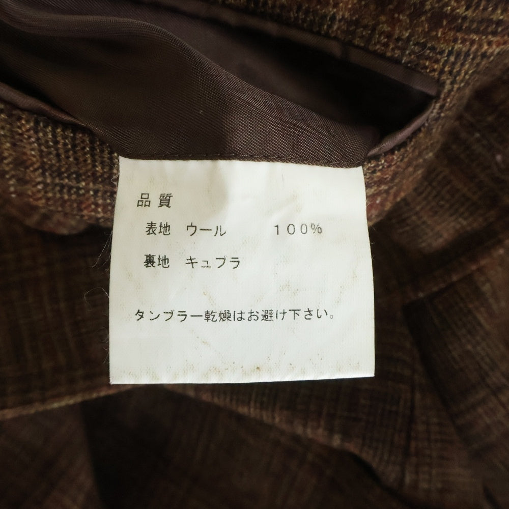 Paul Smith COLLECTION(ポールスミス コレクション) ×Loro Piana ロロピアーナ チェック柄 ノッチドラペル 3B ウール シングルテーラードジャケット ブラウン FC-ST-66897
