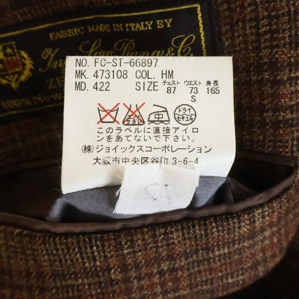Paul Smith COLLECTION(ポールスミス コレクション) ×Loro Piana ロロピアーナ チェック柄 ノッチドラペル 3B ウール シングルテーラードジャケット ブラウン FC-ST-66897