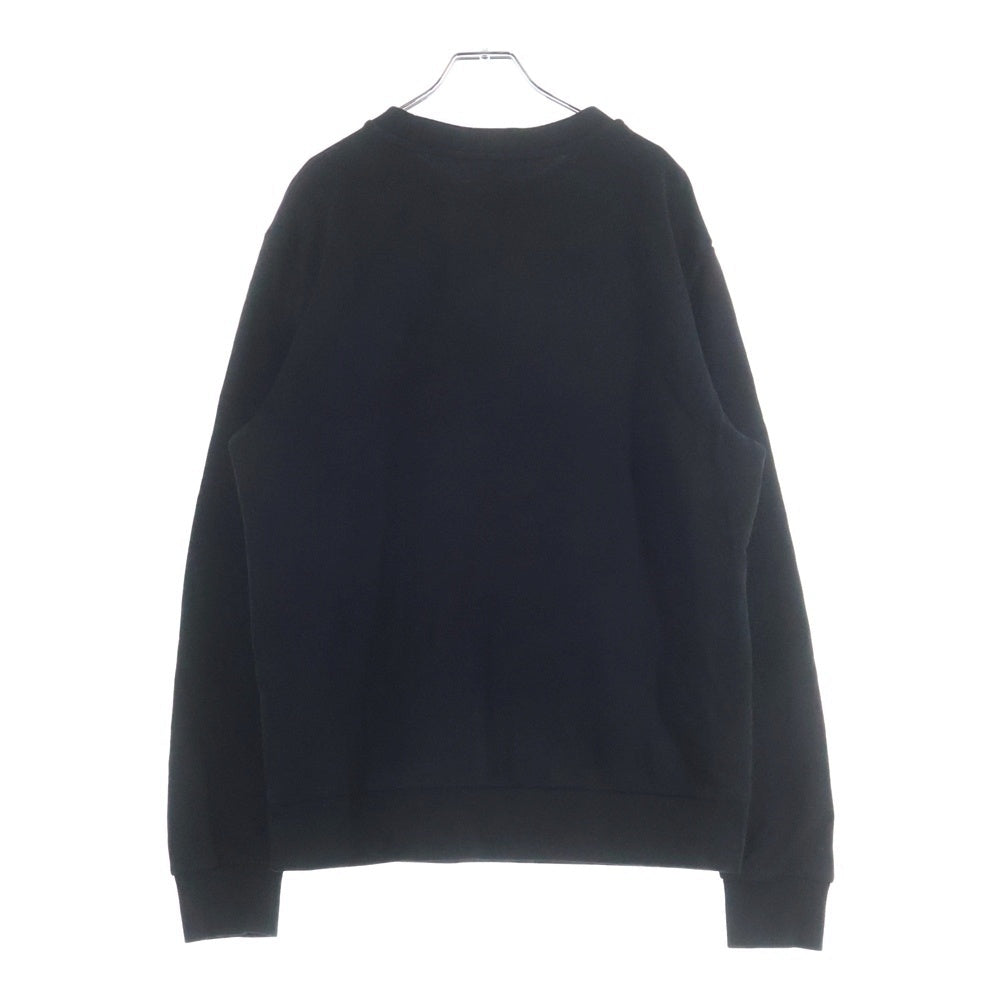 MONCLER(モンクレール) 21AW フロッキーロゴプリント クルーネック 長袖スウェットシャツ ロングスリーブトレーナー ブラック G20918G00023